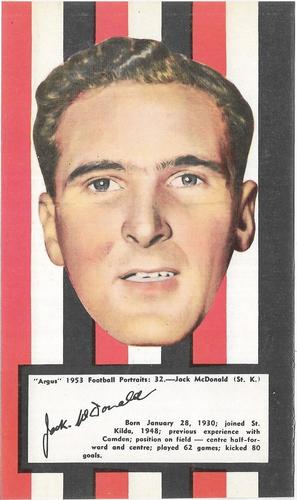 1953 Argus Football Portraits #32 Jack McDonald Front